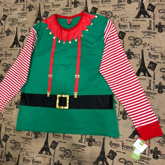 Target Brand NWT! Christmas  514368 Elf Green/Red Striped Pajama Sweater - Picture 4 of 12